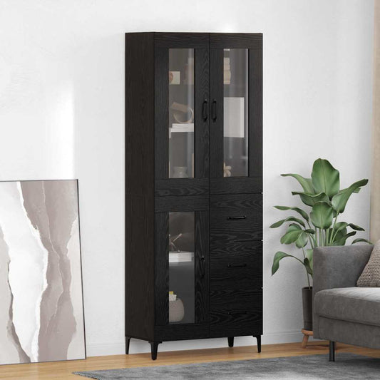 Credenza Rovere Nero 69,5 x 34 x 180 cm Legno multistrato