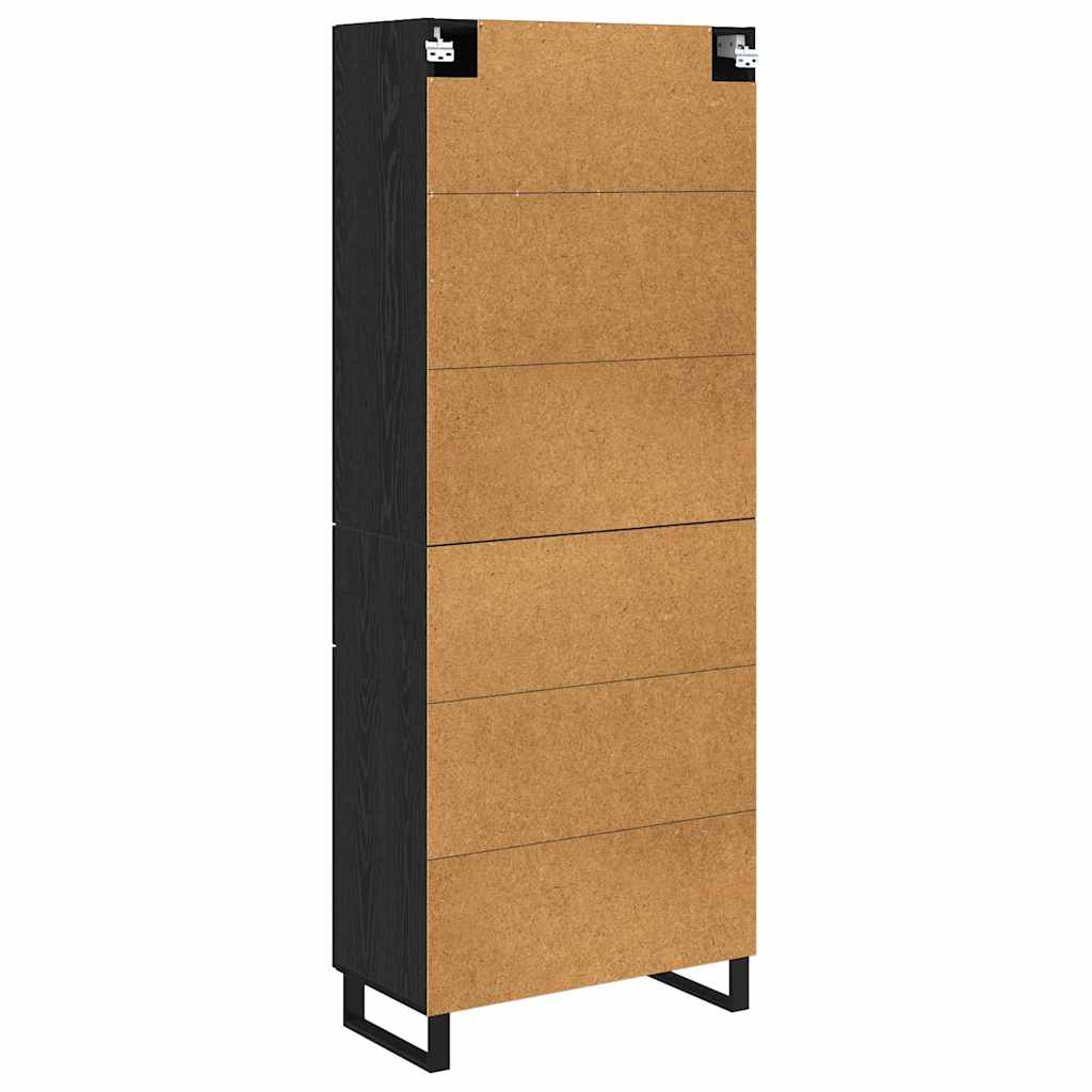 Credenza 2 pcs Rovere Nero Legno Stratificato e Vetro | homemem39