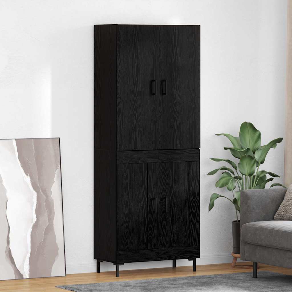 Credenza Rovere Nero 69,5 x 34 x 180 cm Legno multistrato