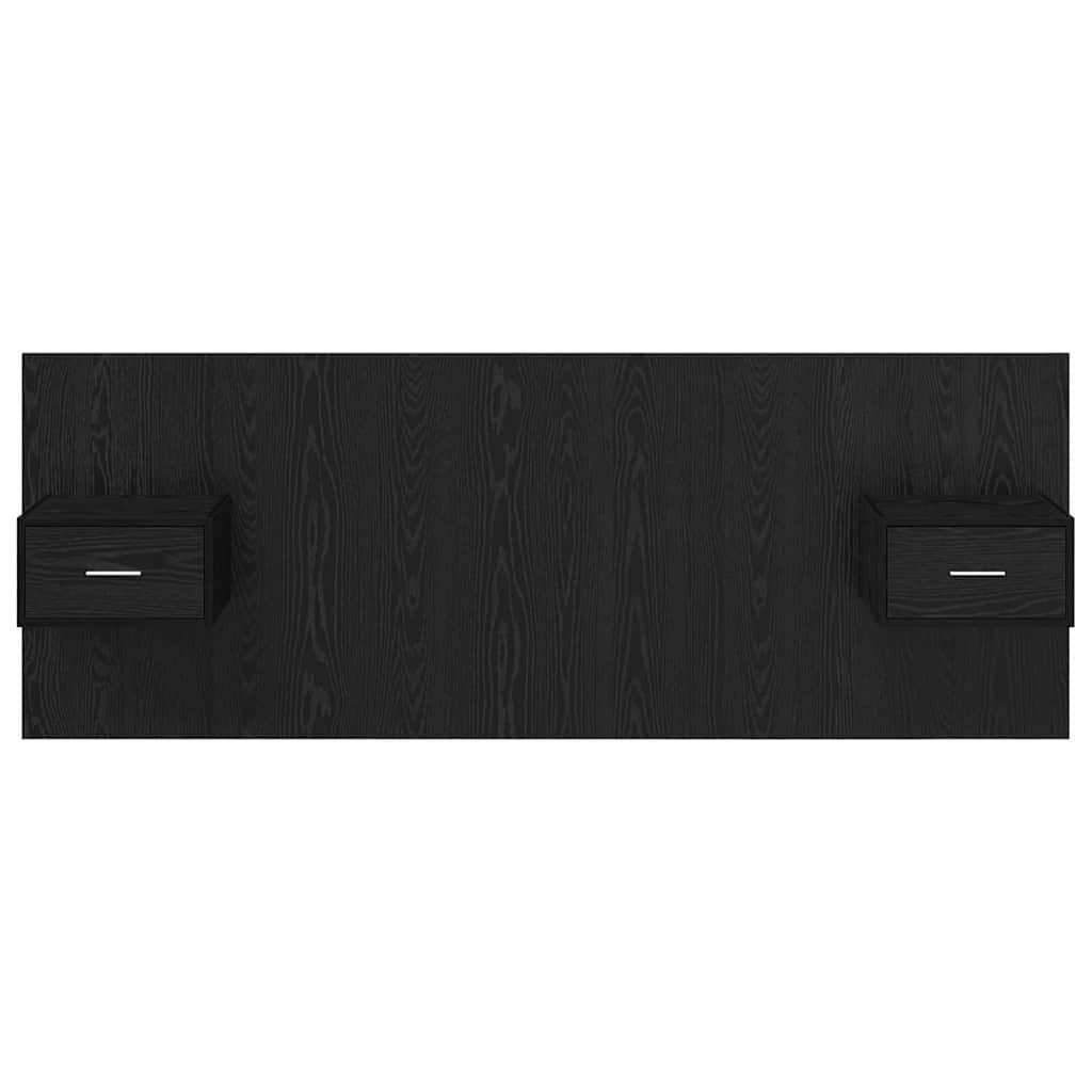 Testata con Comodino 3 pcs Rovere Nero Legno multistrato