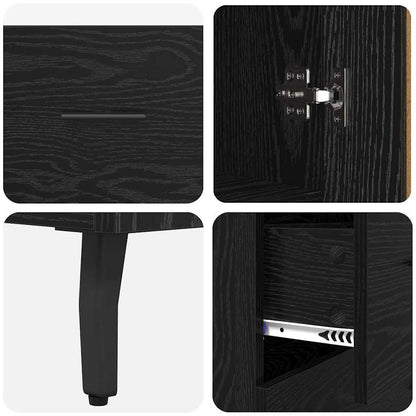 Credenza 2 pcs Rovere nero Legno Stratificato e Vetro | homemem39