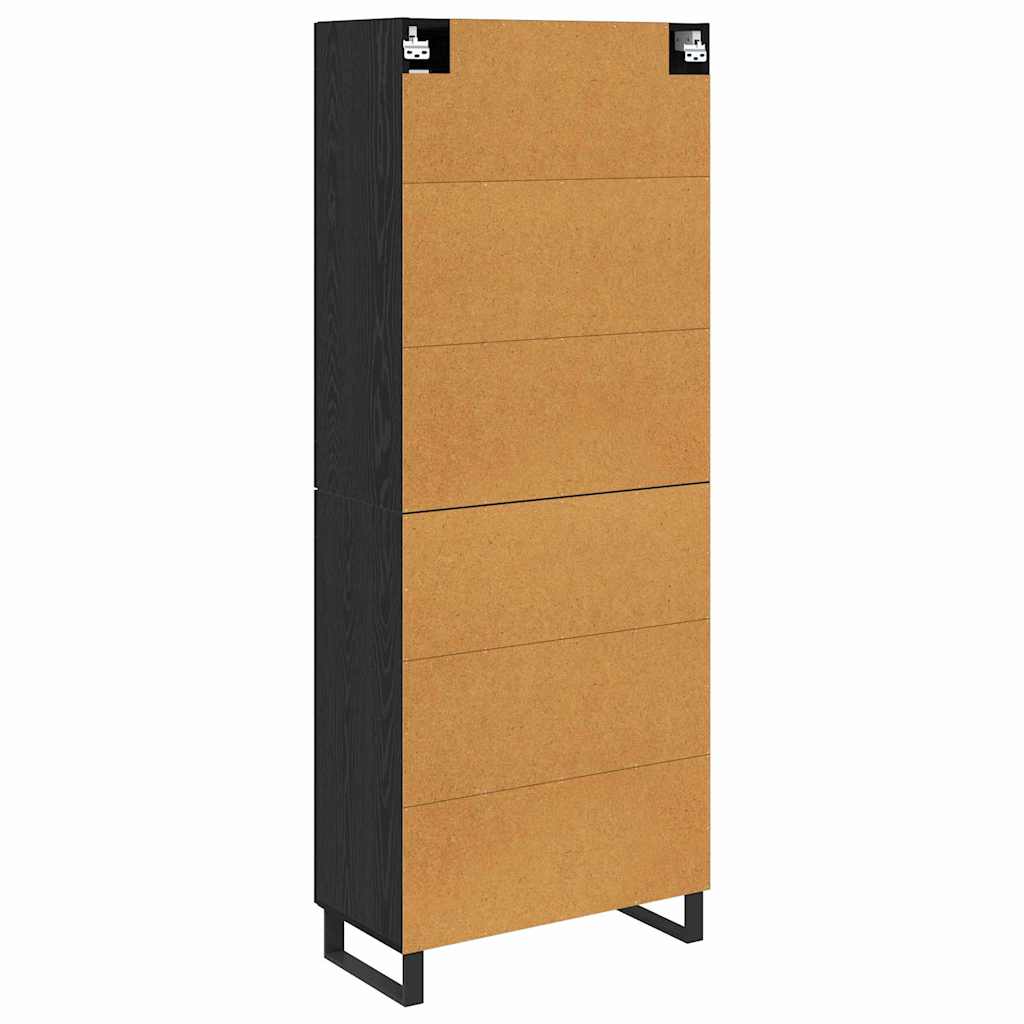 Credenza 2 pcs Rovere Nero Legno Stratificato e Vetro | homemem39