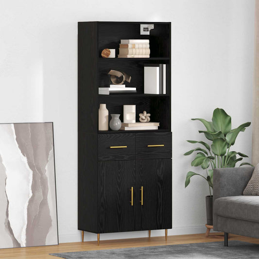 Credenza Rovere Nero 69,5 x 34 x 180 cm Legno multistrato
