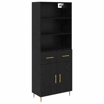 Credenza Rovere Nero 69,5 x 34 x 180 cm Legno multistrato