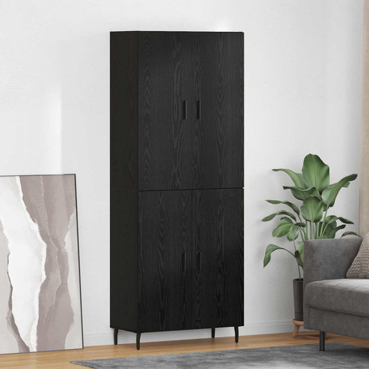 Credenza 2 pcs Rovere nero Legno Stratificato e Vetro