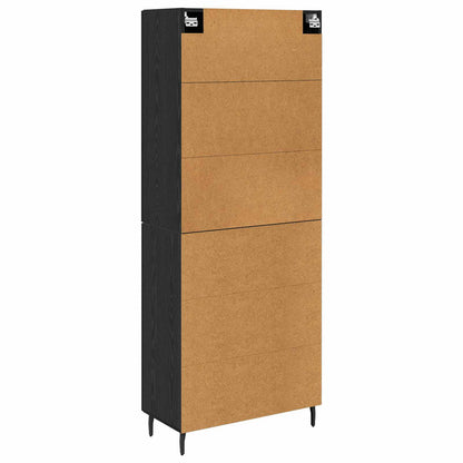 Credenza 2 pcs Rovere nero Legno Stratificato e Vetro
