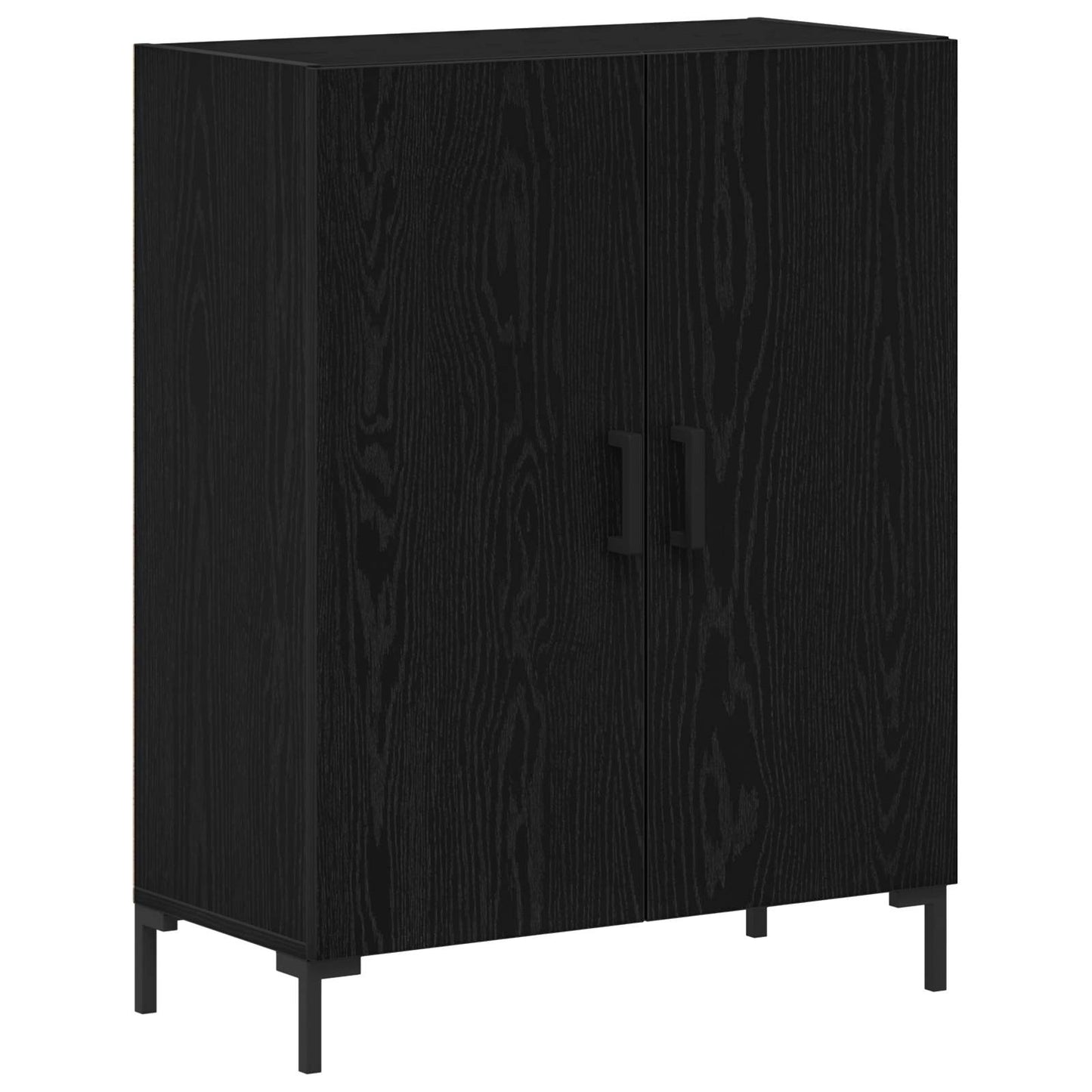 Credenza 2 pcs Rovere Nero Legno multistrato