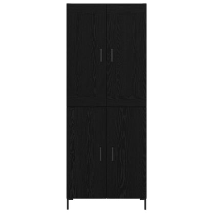 Credenza 2 pcs Rovere Nero Legno multistrato