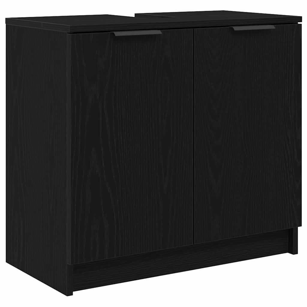 Set di Armadi da Bagno 3 pz Rovere Nero Legno ingegnerizzato | homemem39
