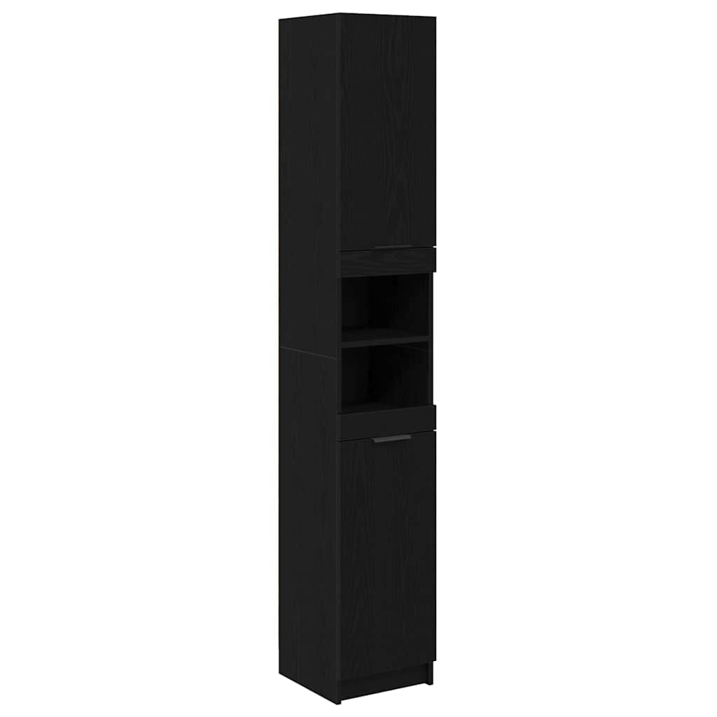 Set di Armadi da Bagno 3 pz Rovere Nero Legno ingegnerizzato | homemem39