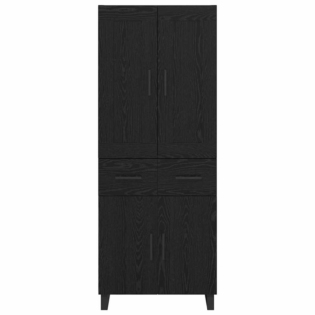 Credenza Montaggio a parete 2 pcs Rovere Nero Legno multistrato