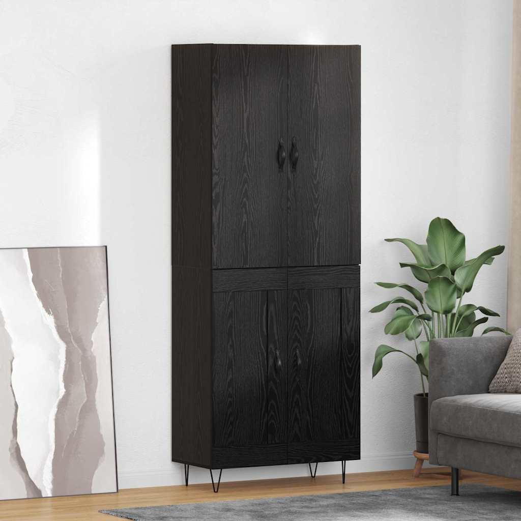 Credenza Montaggio a parete 2 pcs Rovere Nero Legno multistrato