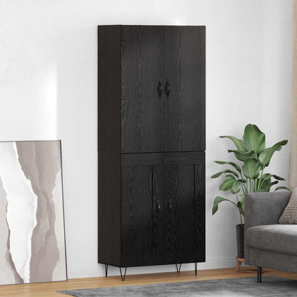 Credenza Montaggio a parete 2 pcs Rovere Nero Legno multistrato