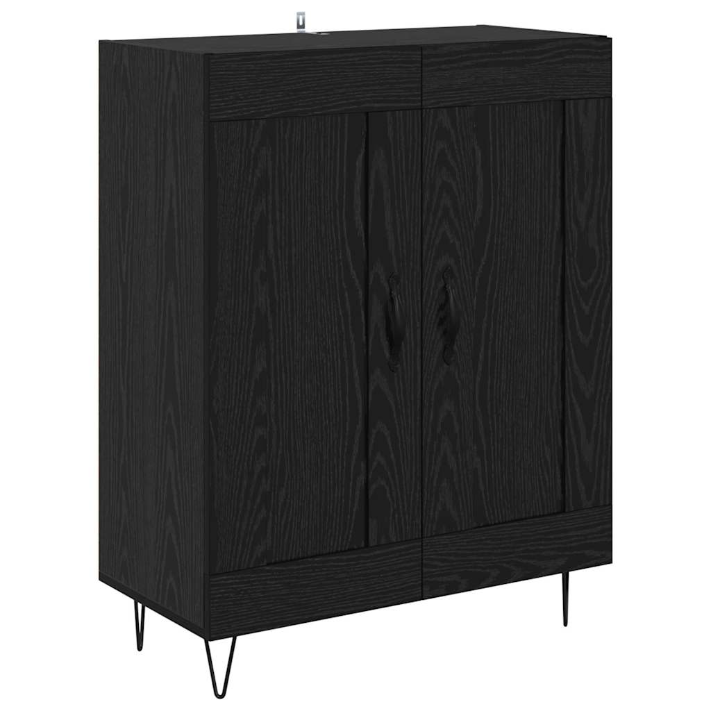 Credenza Montaggio a parete 2 pcs Rovere Nero Legno multistrato