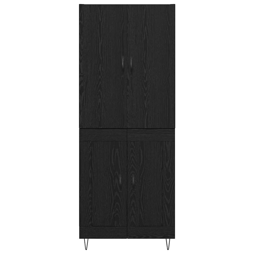 Credenza Montaggio a parete 2 pcs Rovere Nero Legno multistrato