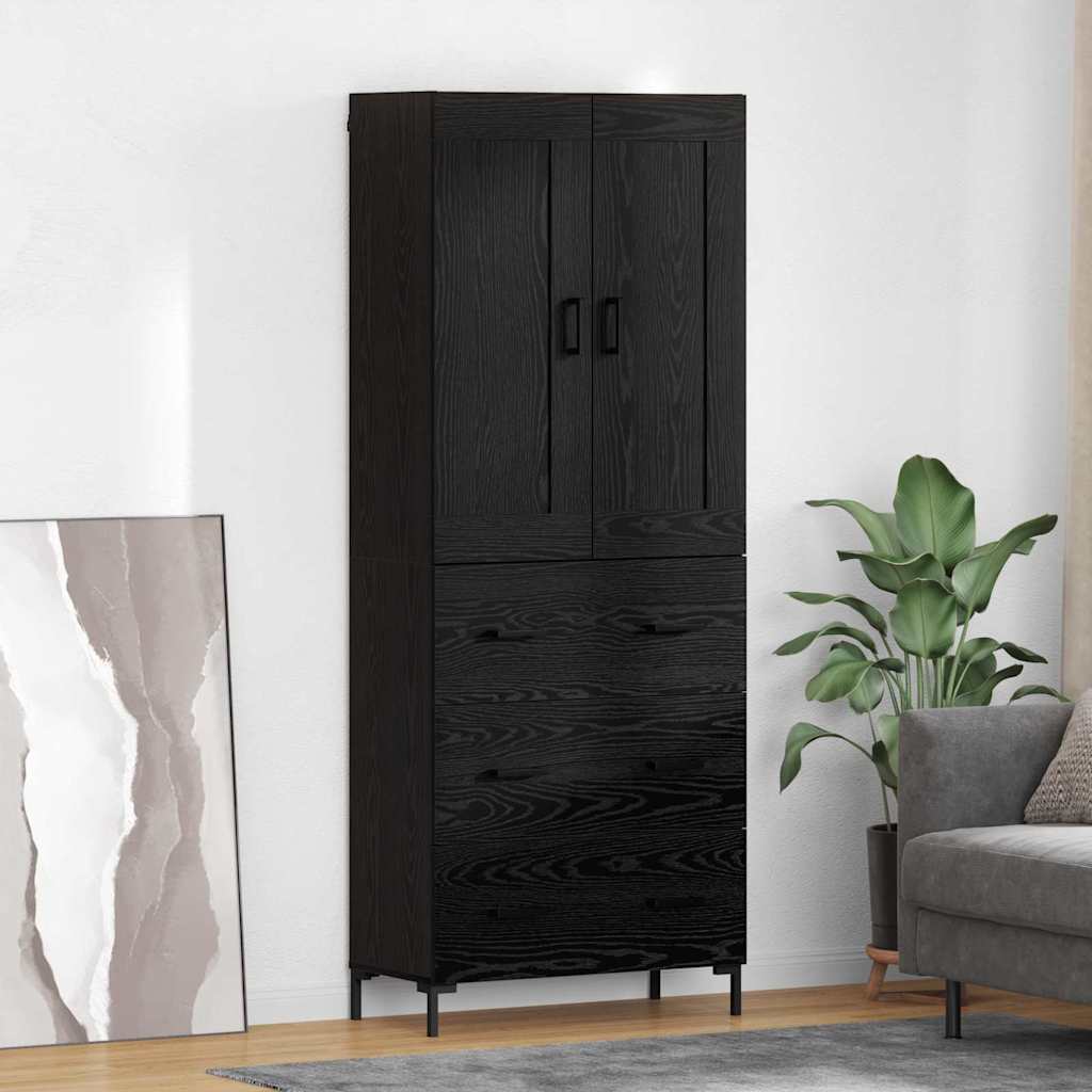 Credenza Rovere Nero 69,5 x 34 x 180 cm Legno multistrato
