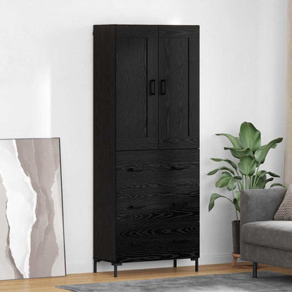 Credenza Rovere Nero 69,5 x 34 x 180 cm Legno multistrato