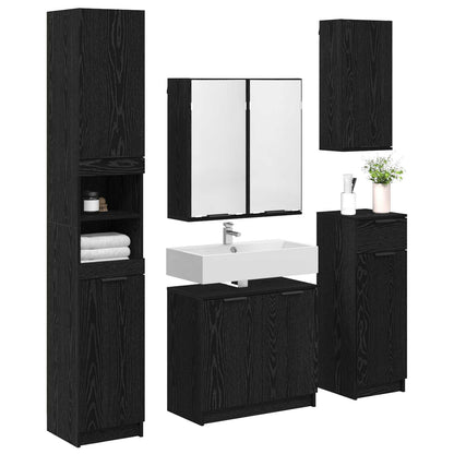 Set di mobili per il bagno 5 pcs Rovere Nero Legno multistrato