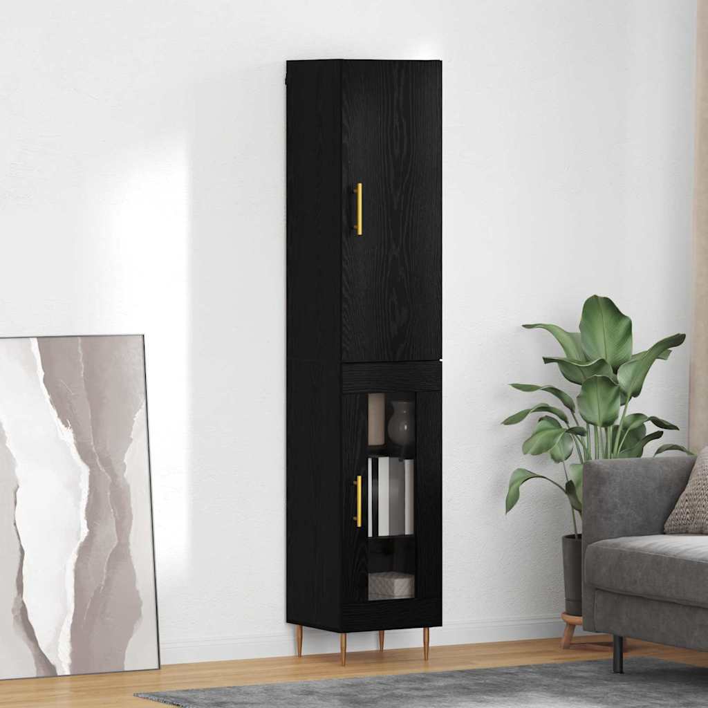 Credenza Rovere Nero 34,5 x 34 x 180 cm Legno multistrato