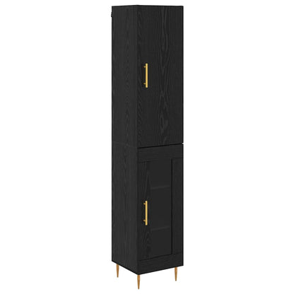 Credenza Rovere Nero 34,5 x 34 x 180 cm Legno multistrato