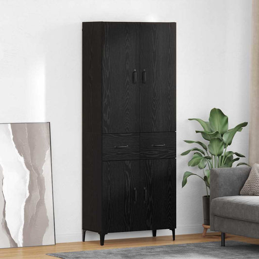 Credenza Rovere Nero 69,5 x 34 x 180 cm Legno multistrato
