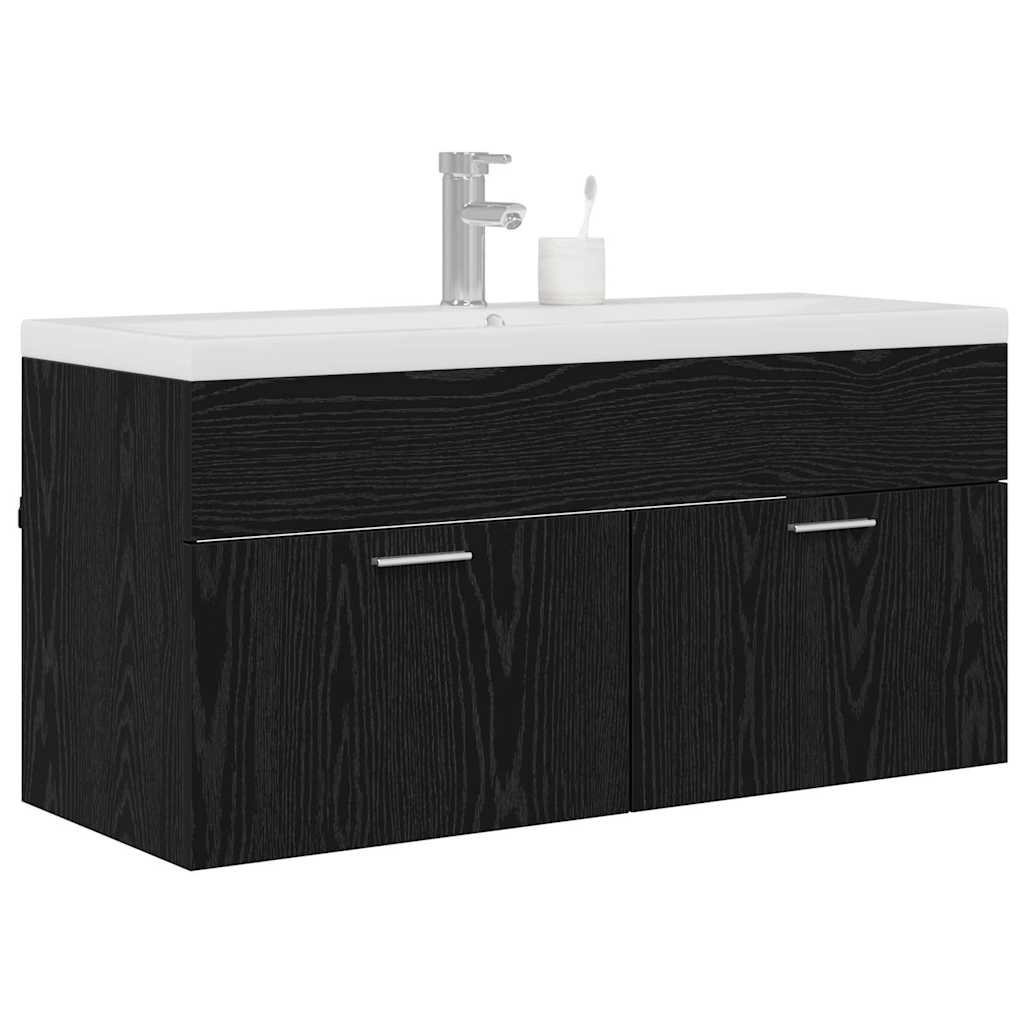 Mobile da Bagno con porta Rovere Nero 100 x 38,5 x 46 cm