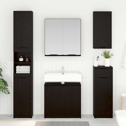 Set di Armadi da Bagno 2 pcs Rovere Nero Legno multistrato | homemem39