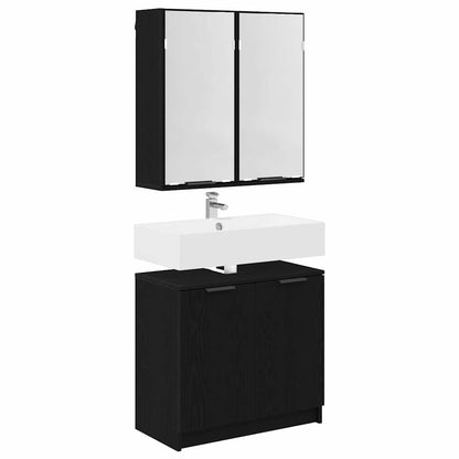 Set di Armadi da Bagno 2 pcs Rovere Nero Legno multistrato | homemem39