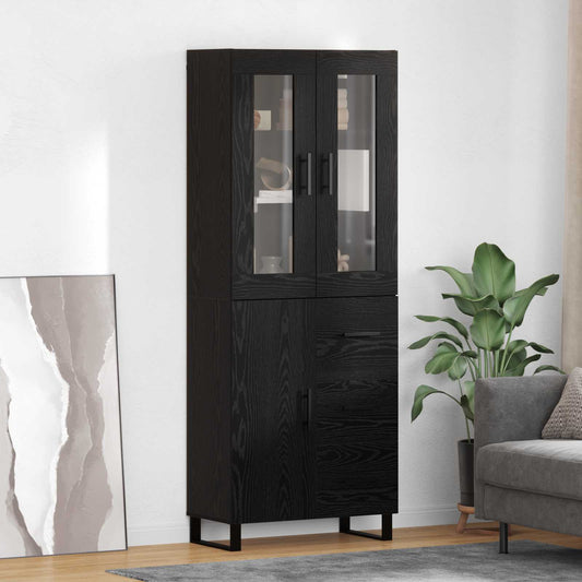 Credenza Rovere Nero 69,5 x 34 x 180 cm Legno multistrato