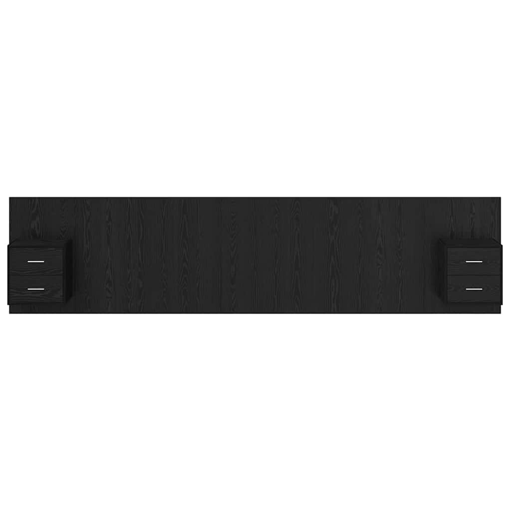 Testata con Comodino 3 pcs Rovere Nero Legno multistrato