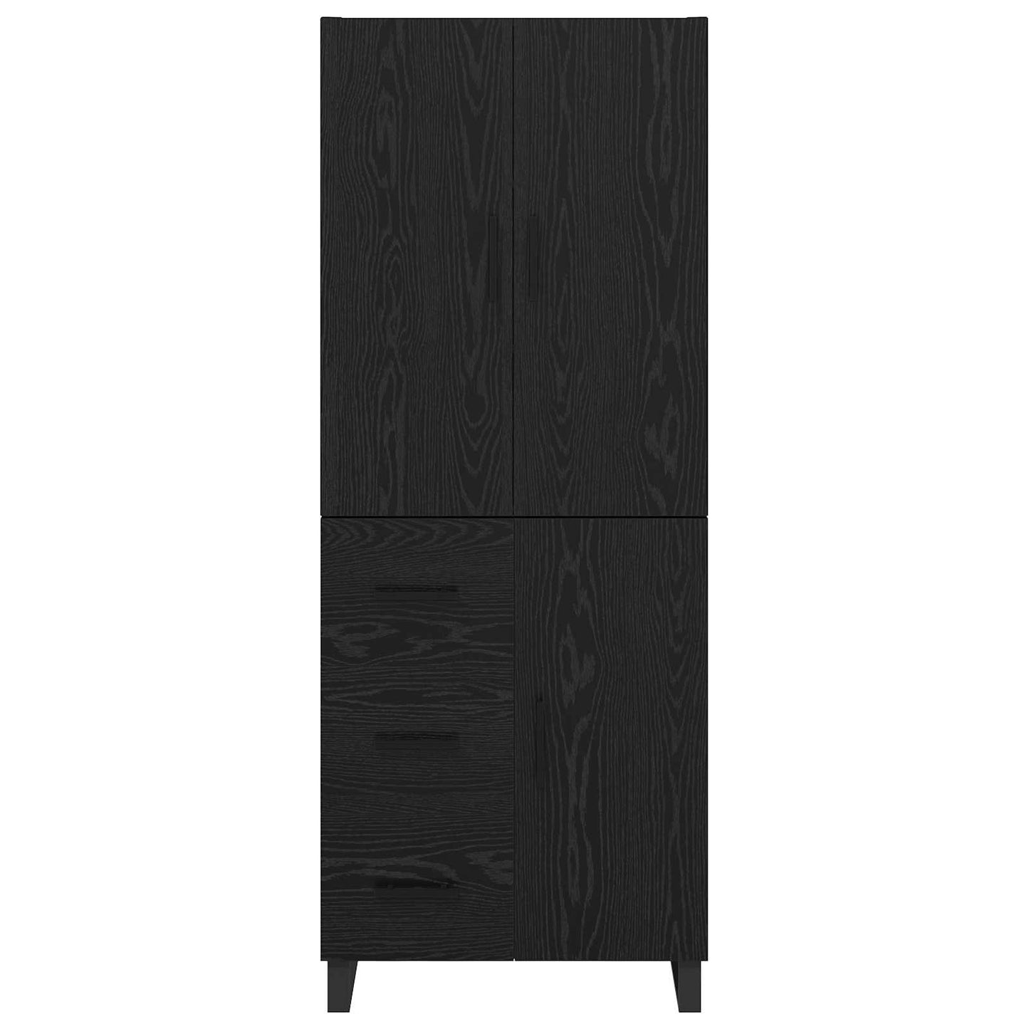 Credenza 2 pcs Rovere Nero Legno Stratificato e Vetro