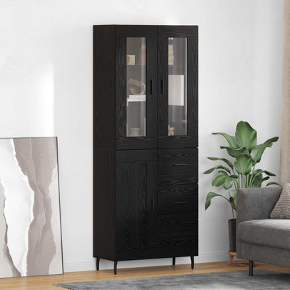 Credenza Rovere Nero 69,5 x 34 x 180 cm Legno multistrato