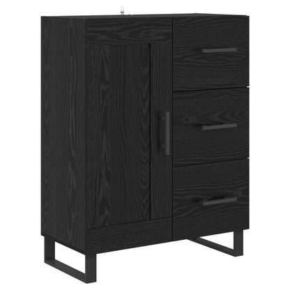 Credenza 2 pcs Rovere Nero Legno Stratificato e Vetro