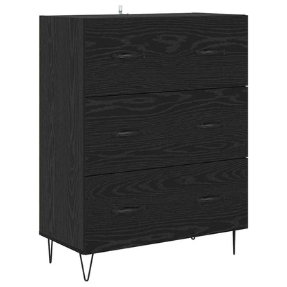 Credenza Montaggio a parete 2 pcs Rovere Nero Legno multistrato