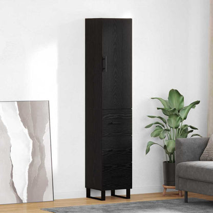 Credenza Rovere Nero 34,5 x 34 x 180 cm Legno multistrato