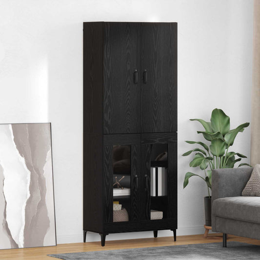 Credenza Rovere Nero 69,5 x 34 x 180 cm Legno multistrato