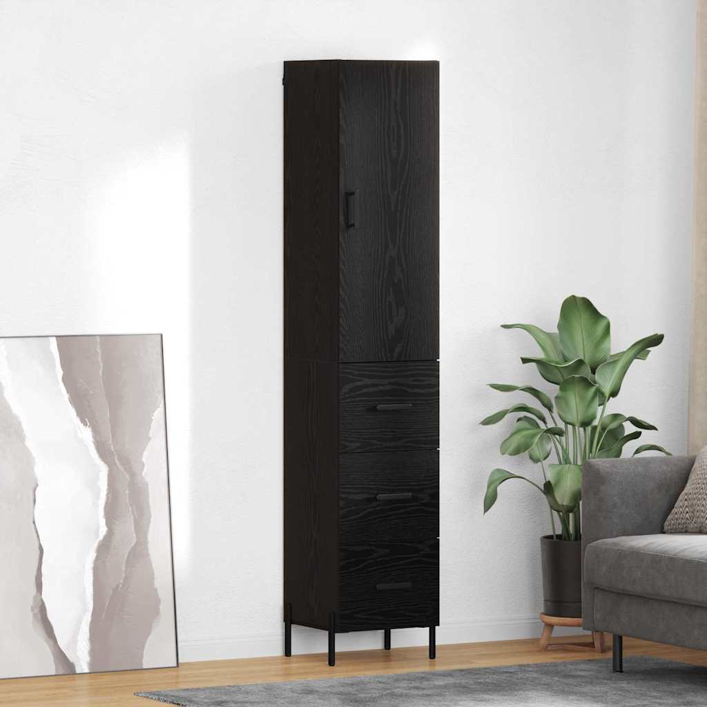 Credenza Rovere Nero 34,5 x 34 x 180 cm Legno multistrato