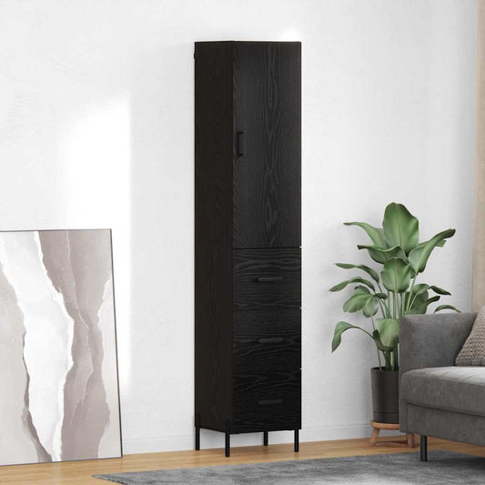 Credenza Rovere Nero 34,5 x 34 x 180 cm Legno multistrato