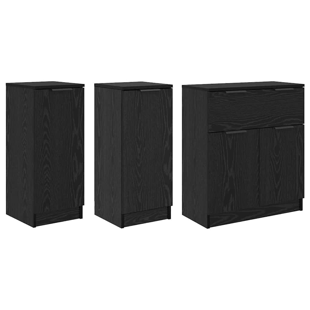 Sideboards 3 pcs Rovere nero 69,5 x 34 x 180 cm