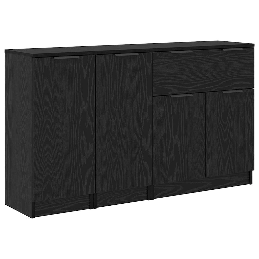 Sideboards 3 pcs Rovere nero 69,5 x 34 x 180 cm