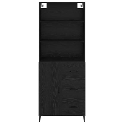 Credenza Montaggio a parete 2 pcs Rovere Nero Legno multistrato