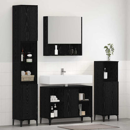 Set di mobili per il bagno 3 pcs Rovere nero Legno multistrato | homemem39