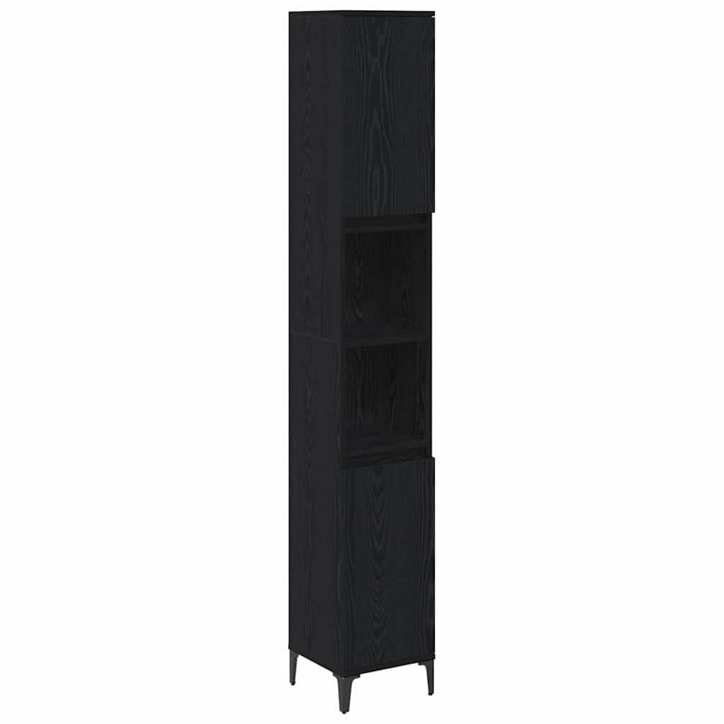 Set di mobili per il bagno 3 pcs Rovere nero Legno multistrato | homemem39