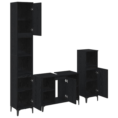Set di mobili per il bagno 3 pcs Rovere nero Legno multistrato | homemem39