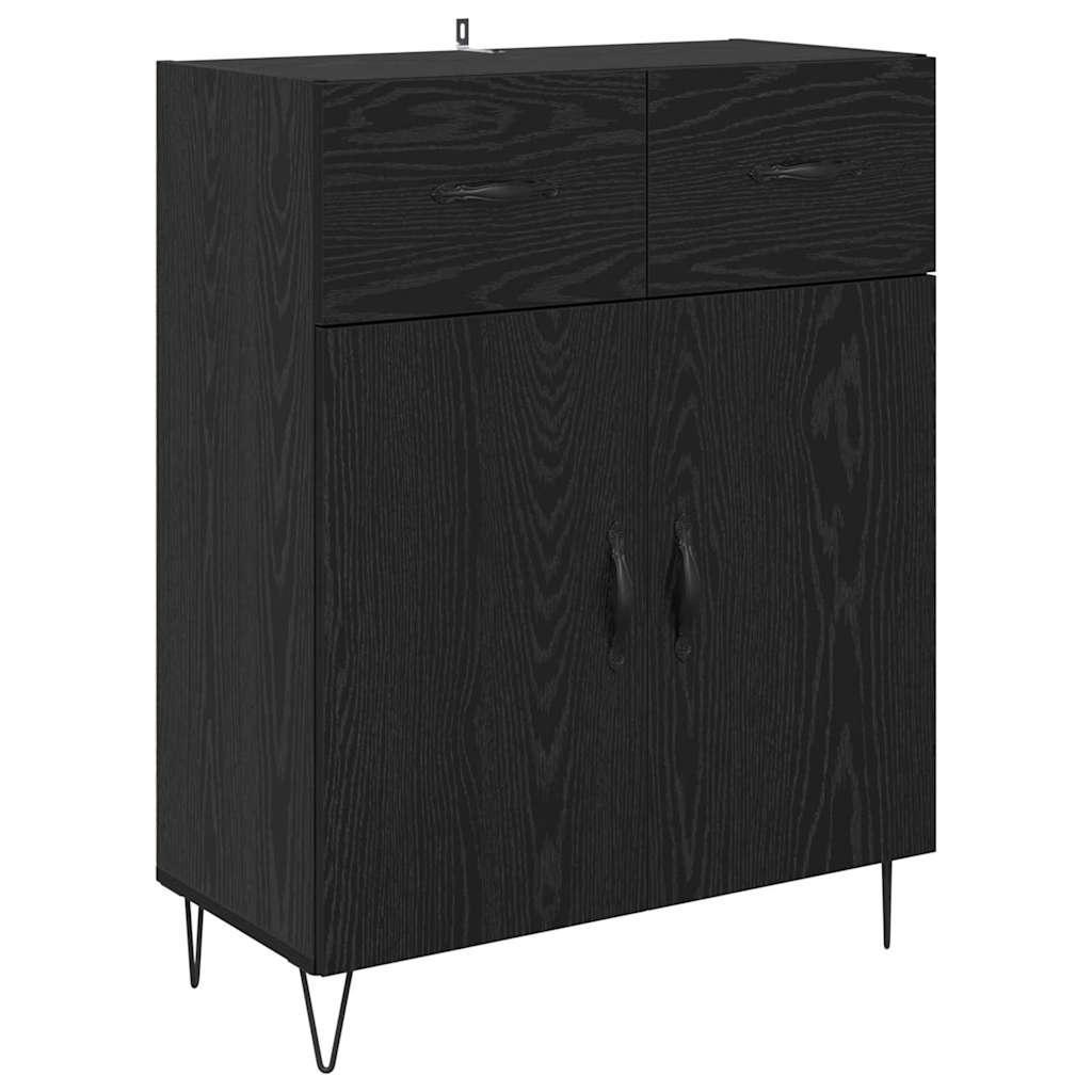 Credenza Montaggio a parete 2 pcs Rovere Nero Legno multistrato