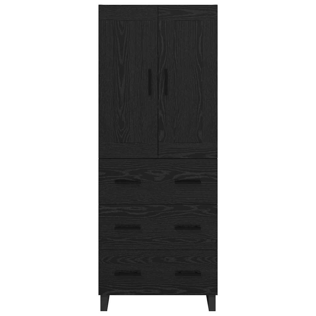 Credenza Montaggio a parete 2 pcs Rovere Nero Legno multistrato