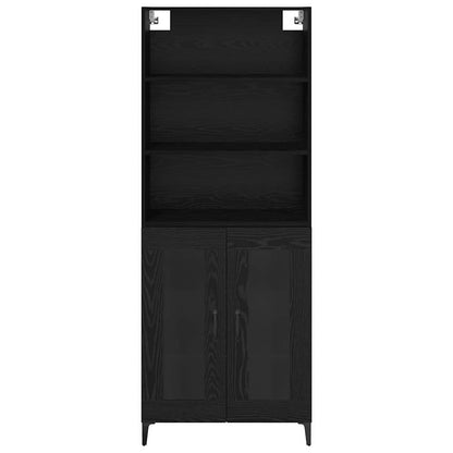 Credenza Montaggio a parete 2 pcs Rovere Nero Legno multistrato