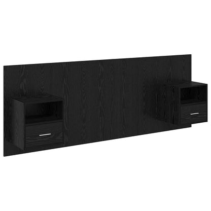 Testata con Comodino 3 pcs Rovere Nero Legno multistrato