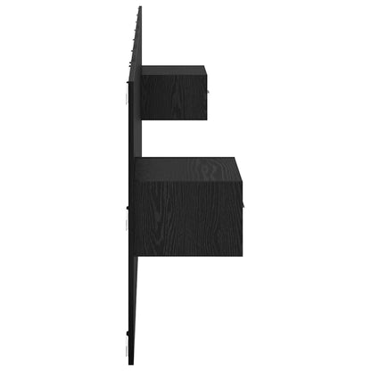 Testata con Comodino 3 pcs Rovere Nero Legno multistrato