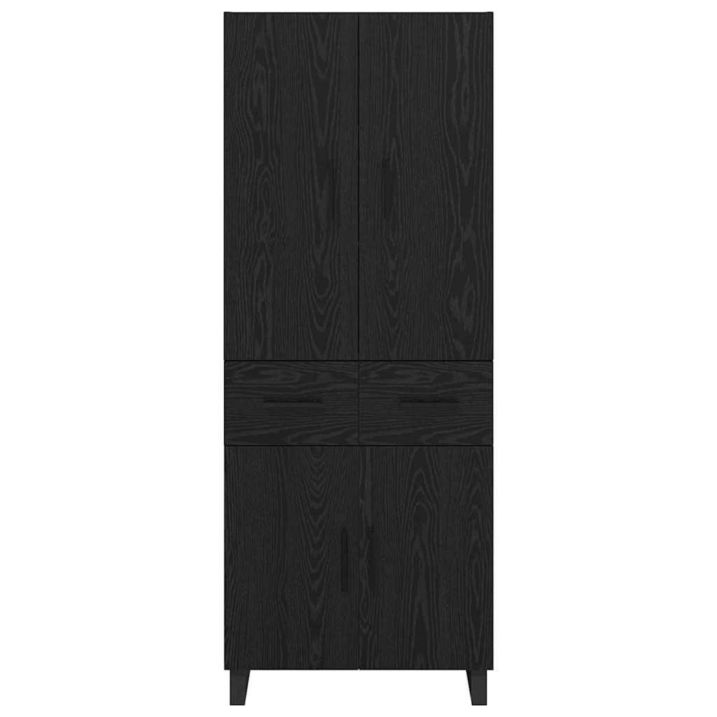 Credenza Montaggio a parete 2 pcs Rovere Nero Legno multistrato